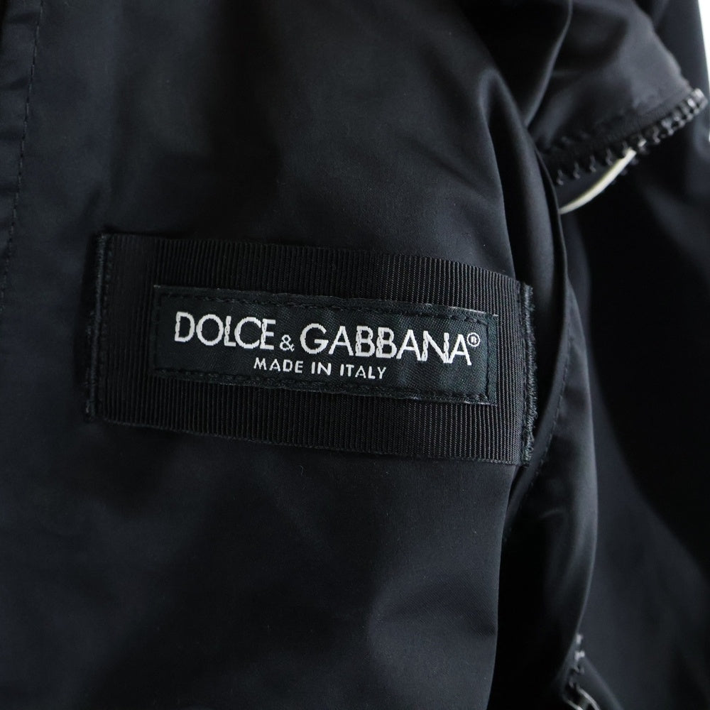 DOLCE & GABBANA(ドルチェアンドガッバーナ) クラウンロゴ刺繍 ポリエステル ジップアップ ジャケット ブラック G9LE5Z