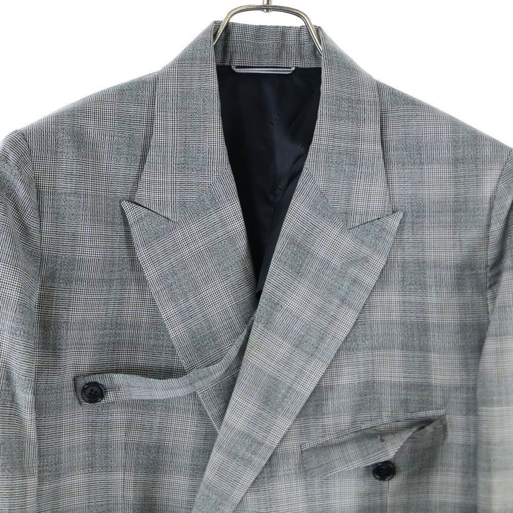 DIOR(ディオール) チェック柄 ダブルテーラードジャケット グレー 933C231A4521