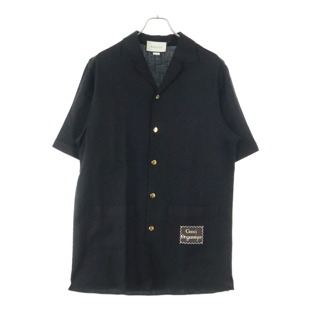 GUCCI(グッチ) 20SS Orgasmique Bowling Shirt レーヨン オープンカラー ボーリング 半袖シャツ ブラック 623169 ZADDU