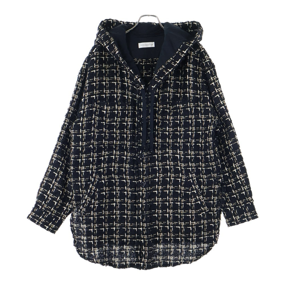 FAITH CONNEXION(フェイスコネクション) 18AW TWEED HOODED OVERSHIRT ツイードフードオーバーシャツ ジャケット ブラック X1802T00037