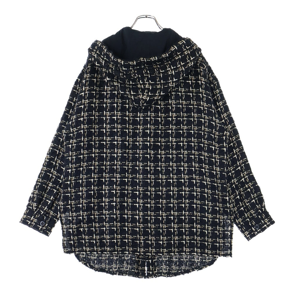 FAITH CONNEXION(フェイスコネクション) 18AW TWEED HOODED OVERSHIRT ツイードフードオーバーシャツ ジャケット ブラック X1802T00037