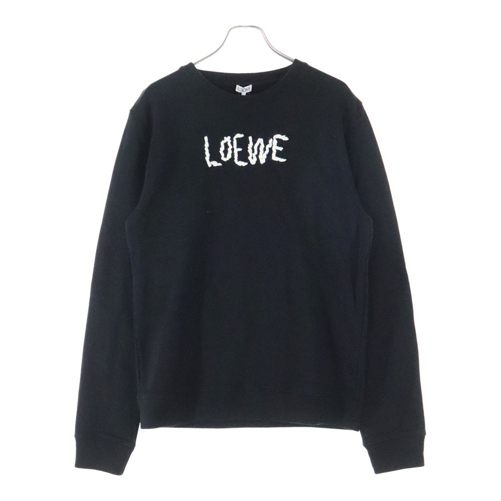 LOEWE(ロエベ) ロゴ刺繍 アクリル ウール クルーネック スウェットトレーナー ブラック H526Y24J11