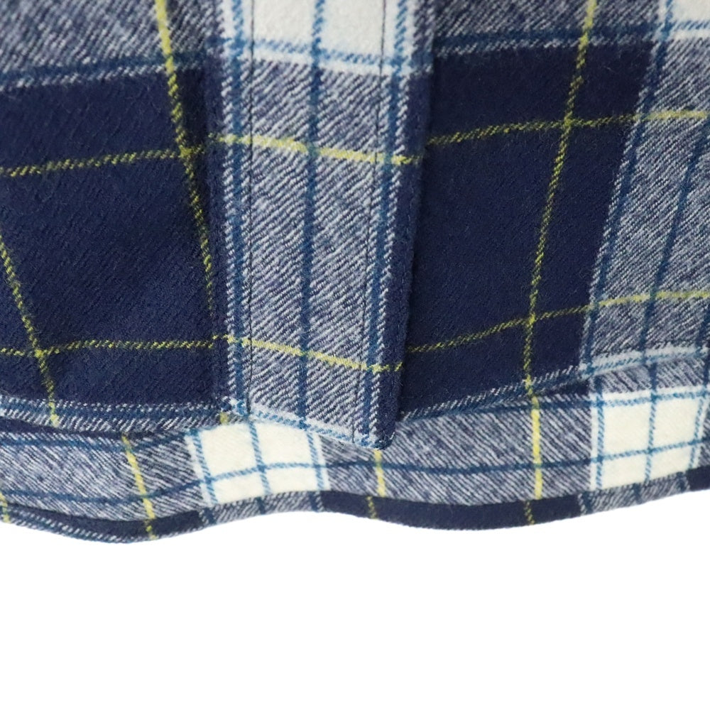 CELINE(セリーヌ) 21AW Check Wool Oversized Shirts チェック柄 オーバーサイズ 長袖ウールシャツ ブルー/ホワイト 2C555198O
