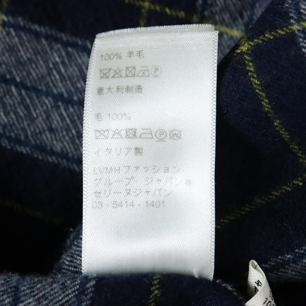 CELINE(セリーヌ) 21AW Check Wool Oversized Shirts チェック柄 オーバーサイズ 長袖ウールシャツ ブルー/ホワイト 2C555198O