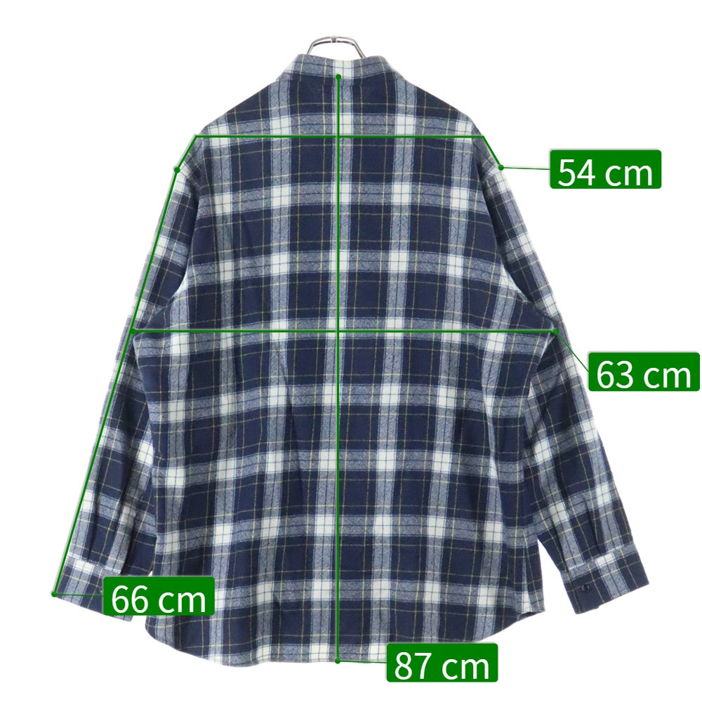 CELINE(セリーヌ) 21AW Check Wool Oversized Shirts チェック柄 オーバーサイズ 長袖ウールシャツ ブルー/ホワイト 2C555198O