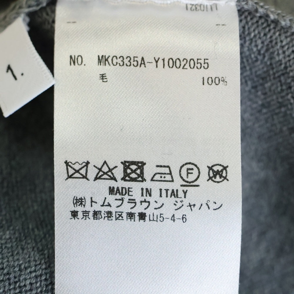 THOM BROWNE(トムブラウン) Vネック トリコロール ウール ニット オーバーサイズ カーディガン グレー MKC335A-Y1002055