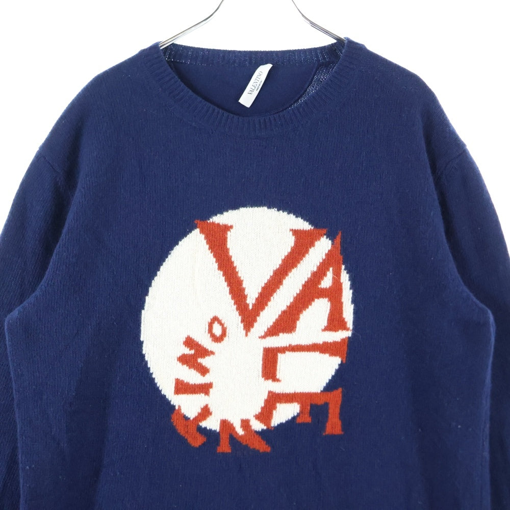 VALENTINO(ヴァレンティノ) 19SS サークルロゴ ウール ニット セーター ネイビー RV3KC01FMRN