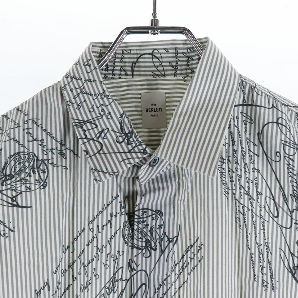 Berluti(ベルルッティ) カリグラフィ ストライプ 長袖シャツ グレー