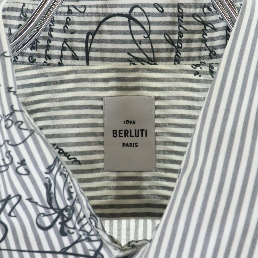 Berluti(ベルルッティ) カリグラフィ ストライプ 長袖シャツ グレー