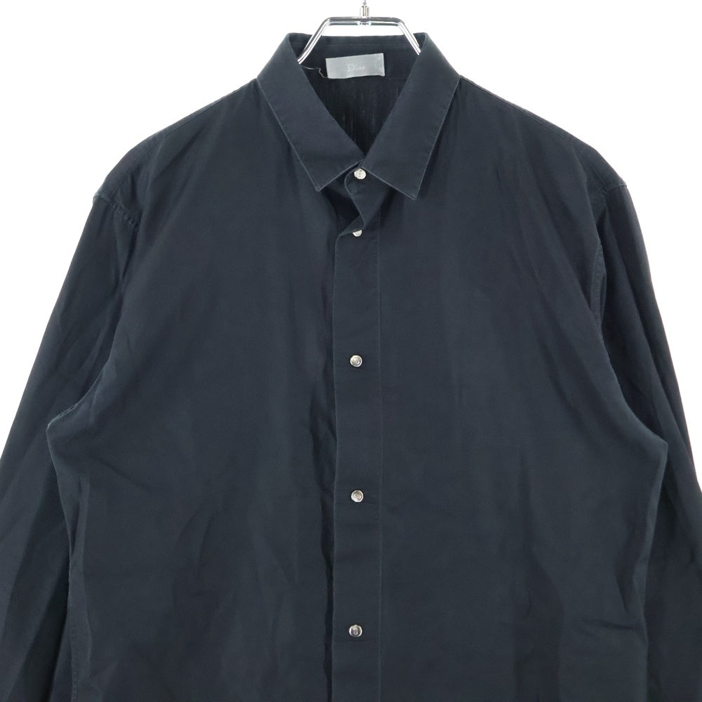 Dior HOMME(ディオールオム) 14SS CDロゴメタルスナップボタン コットン 長袖シャツ ブラック 433C561A1581
