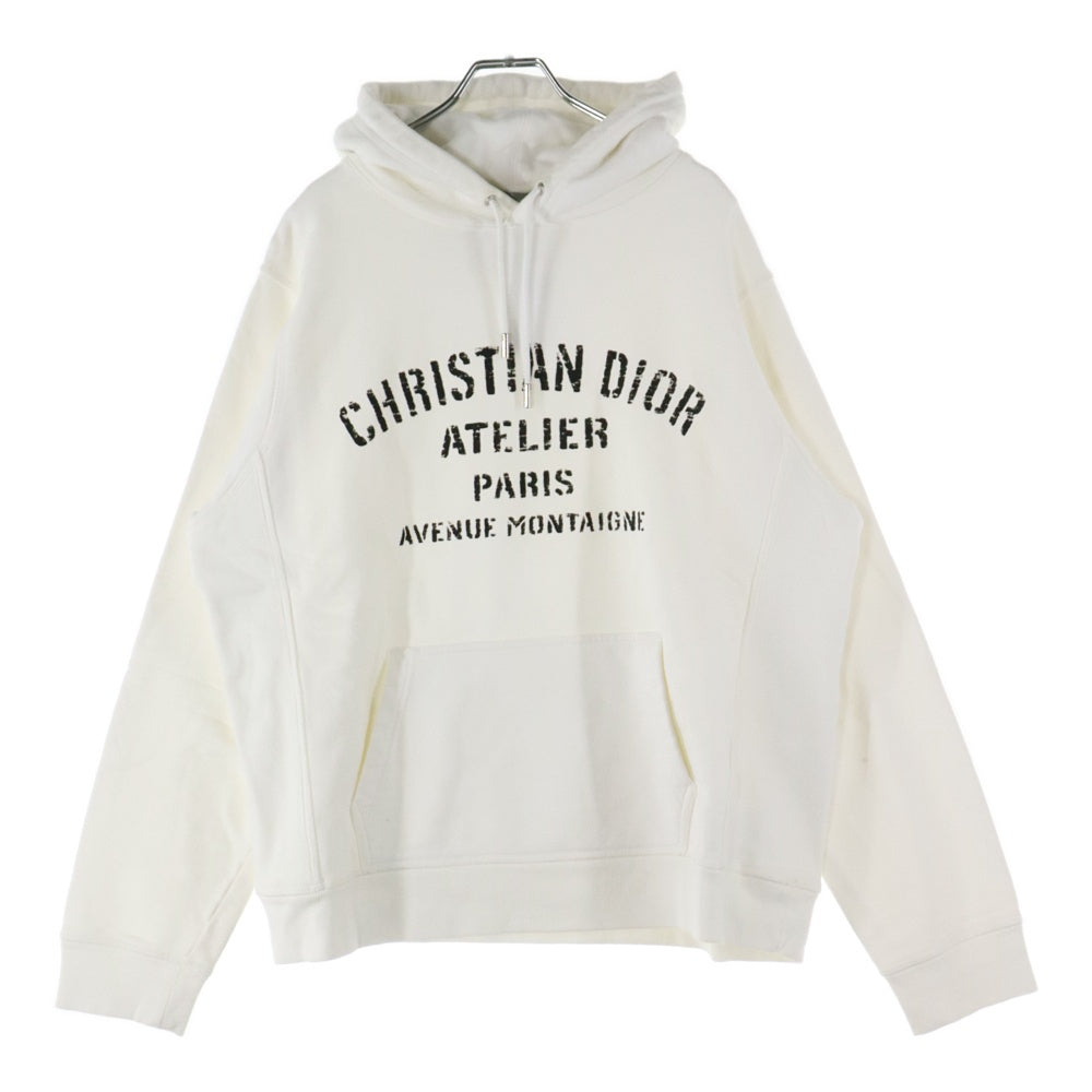 Christian Dior(クリスチャンディオール) 20AW Ovesize Sweatshirt アトリエ オーバーサイズ ロゴプリント プルオーバーパーカー フーディー ホワイト 043J646A0531