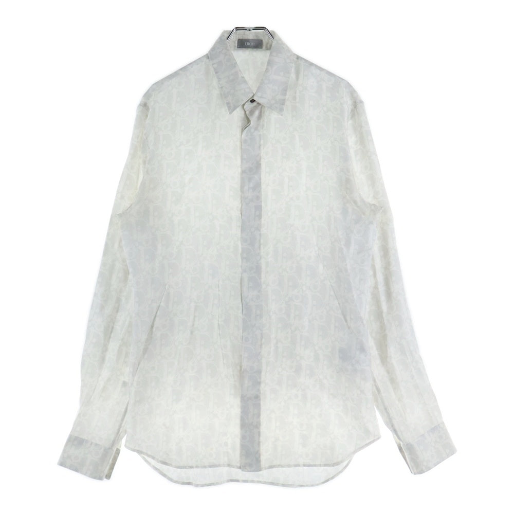 DIOR(ディオール) 21SS オブリーク 総柄 シルク 比翼 長袖シャツ ホワイト 013C502A5141