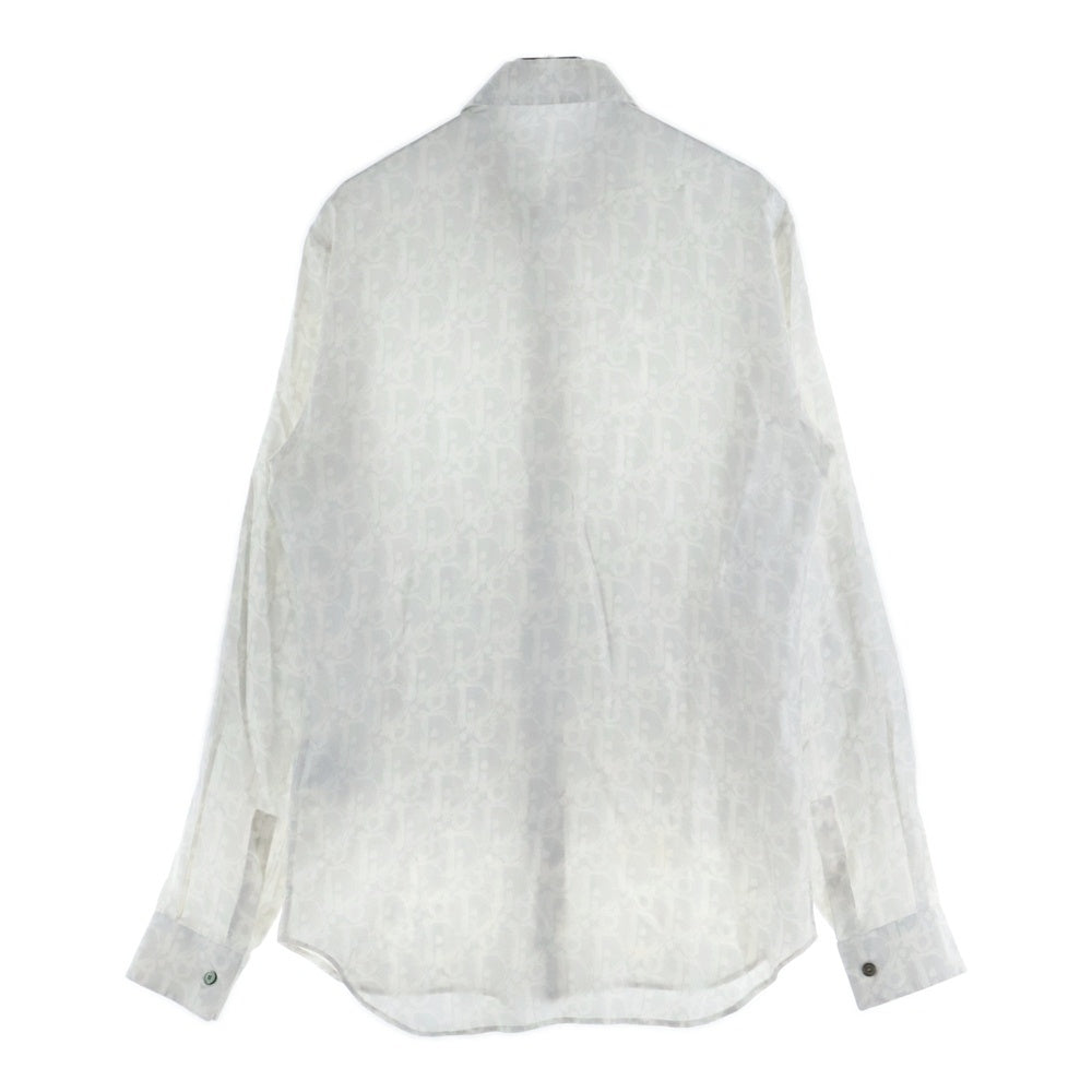 DIOR(ディオール) 21SS オブリーク 総柄 シルク 比翼 長袖シャツ ホワイト 013C502A5141