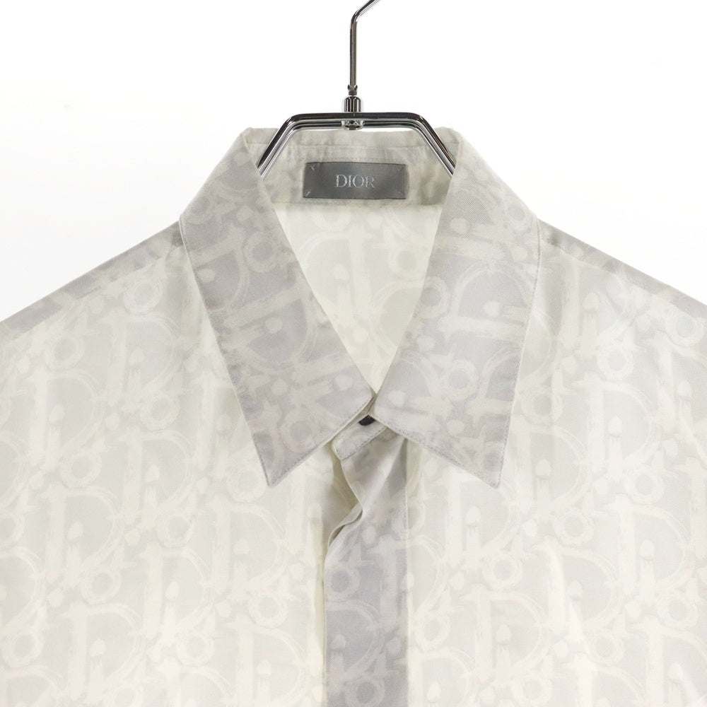 DIOR(ディオール) 21SS オブリーク 総柄 シルク 比翼 長袖シャツ ホワイト 013C502A5141