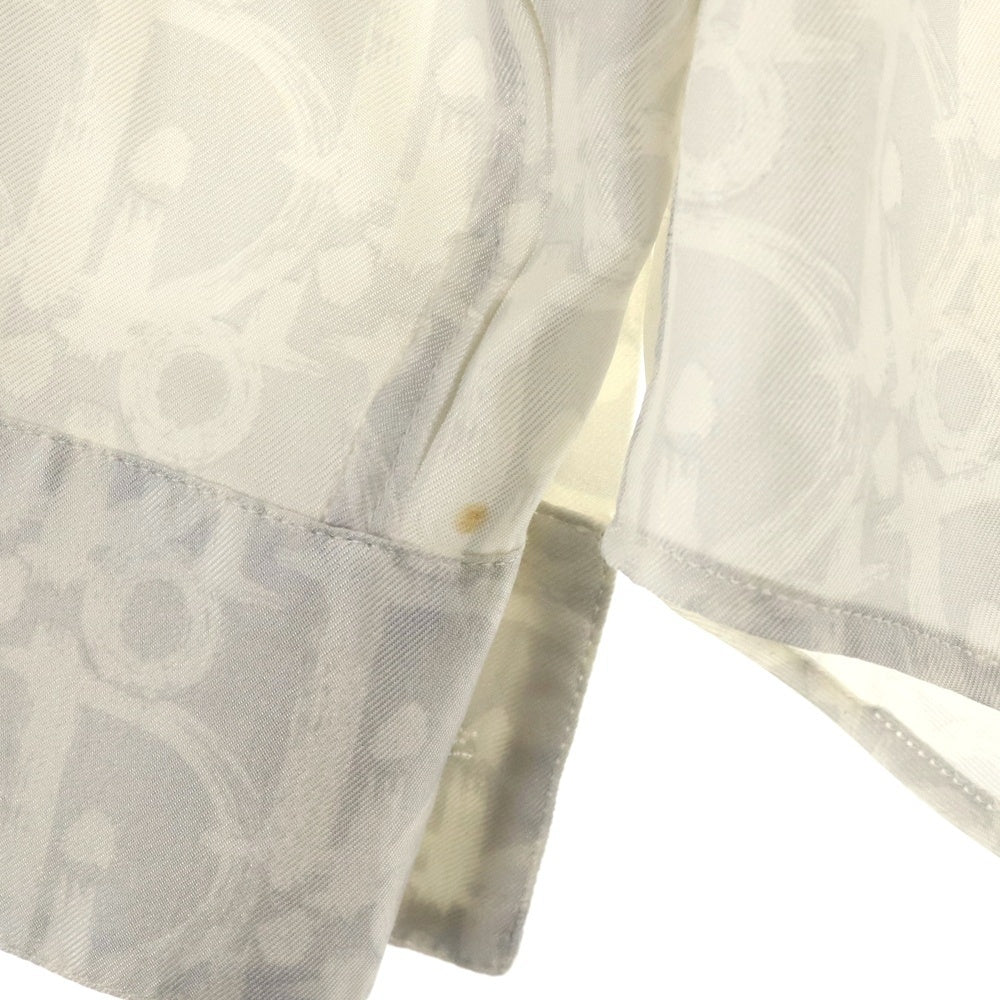 DIOR(ディオール) 21SS オブリーク 総柄 シルク 比翼 長袖シャツ ホワイト 013C502A5141