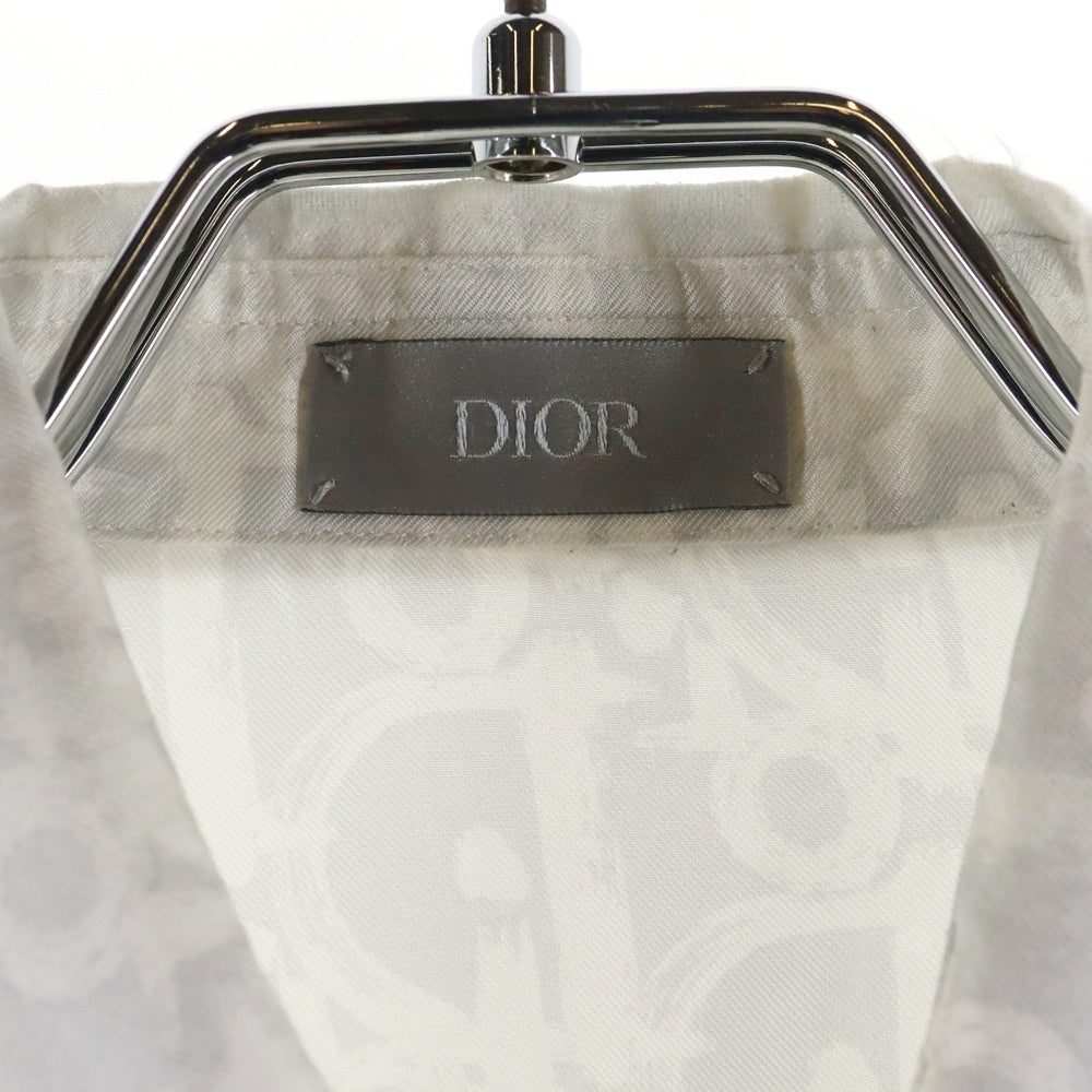 DIOR(ディオール) 21SS オブリーク 総柄 シルク 比翼 長袖シャツ ホワイト 013C502A5141