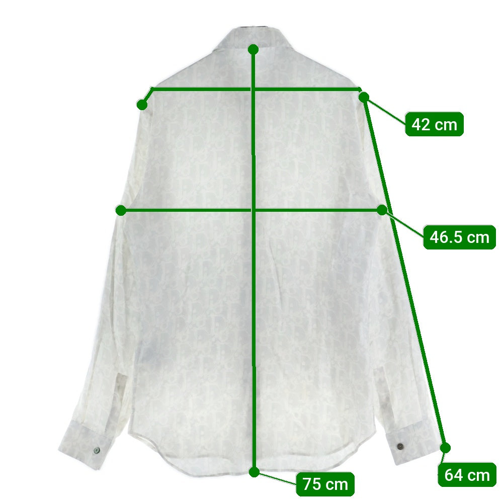 DIOR(ディオール) 21SS オブリーク 総柄 シルク 比翼 長袖シャツ ホワイト 013C502A5141