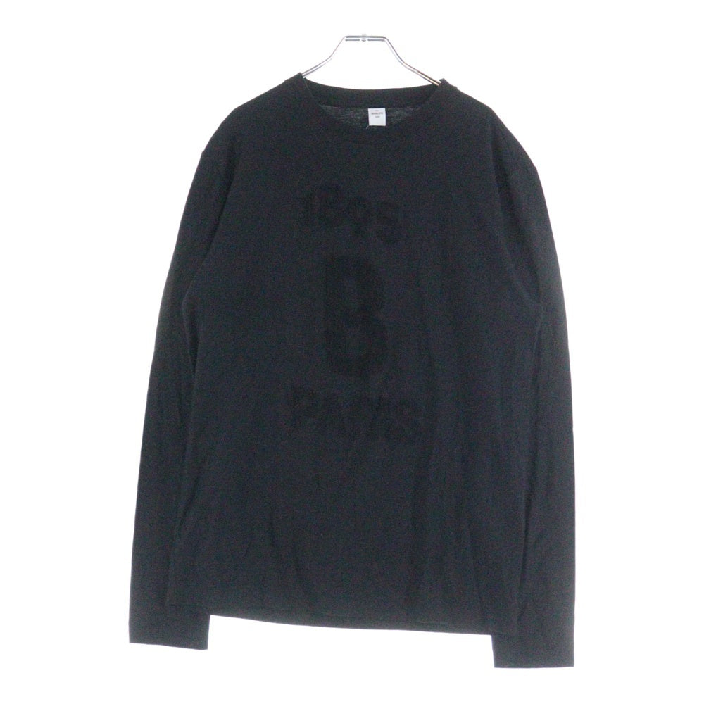 Berluti(ベルルッティ) パイル地ロゴ クルーネック 長袖Tシャツ カットソー ブラック