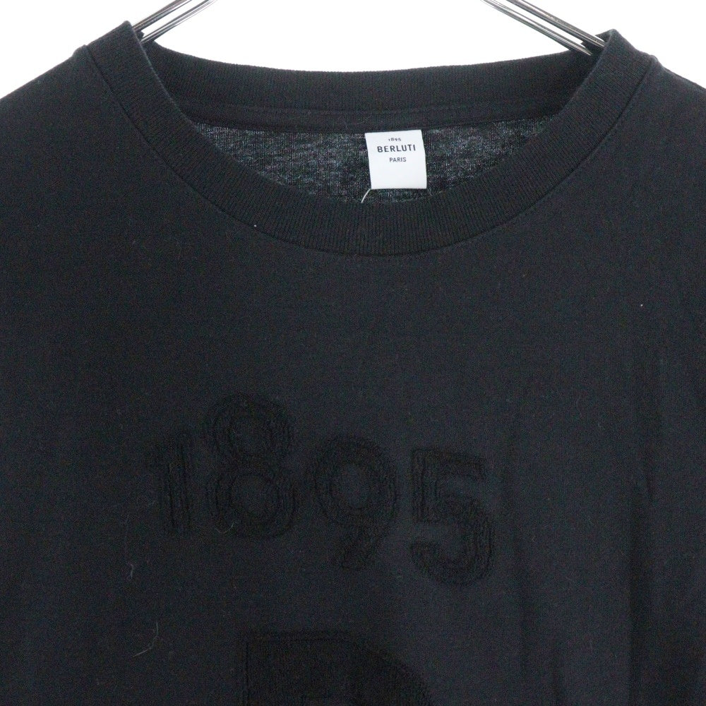 Berluti(ベルルッティ) パイル地ロゴ クルーネック 長袖Tシャツ カットソー ブラック