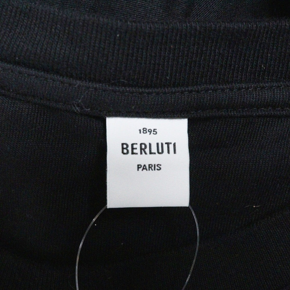 Berluti(ベルルッティ) パイル地ロゴ クルーネック 長袖Tシャツ カットソー ブラック