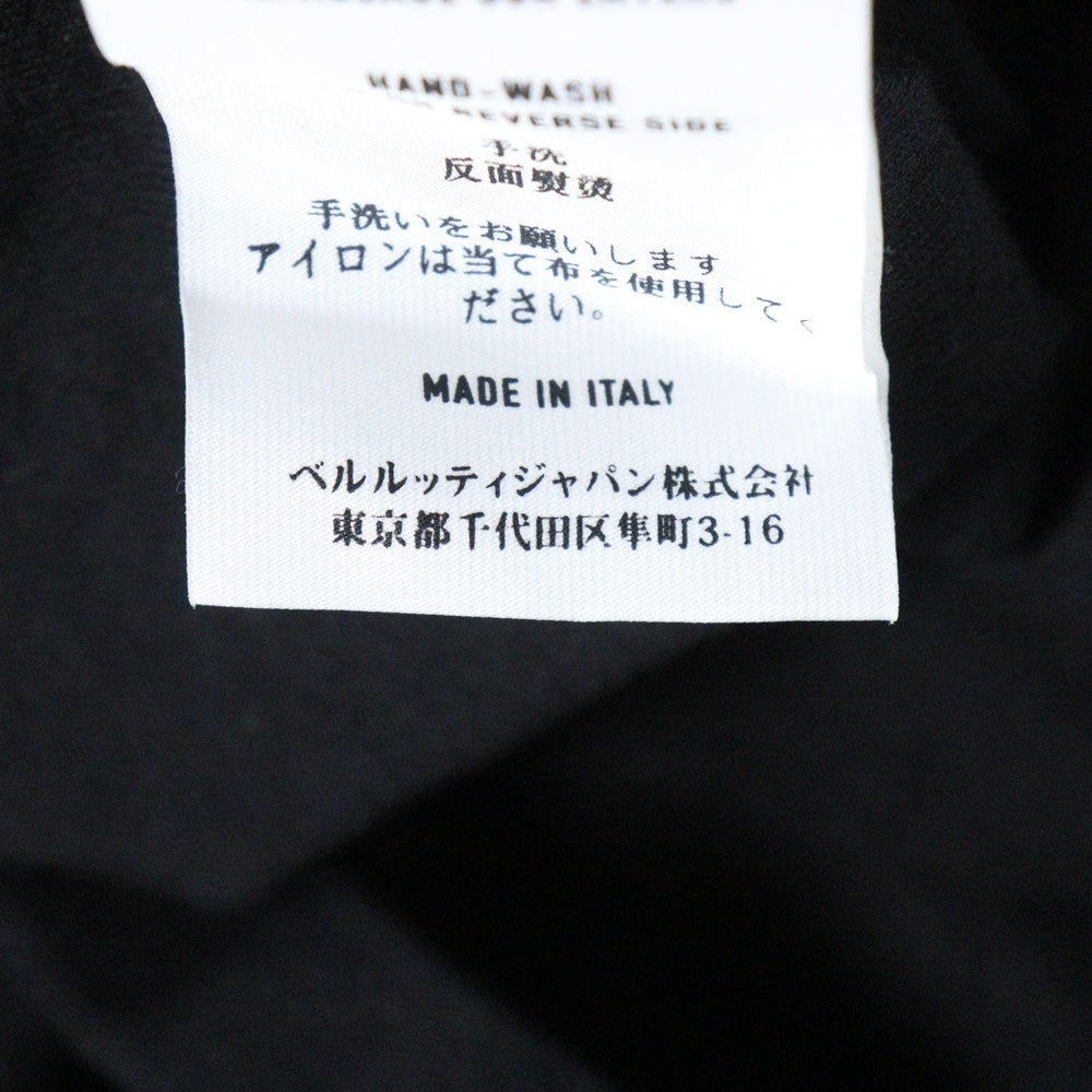 Berluti(ベルルッティ) パイル地ロゴ クルーネック 長袖Tシャツ カットソー ブラック