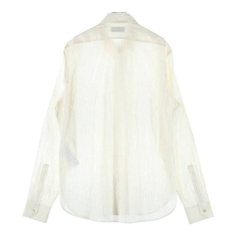 SAINT LAURENT PARIS(サンローランパリ) ストライプシルク長袖シャツ ホワイト 646850 Y2E03