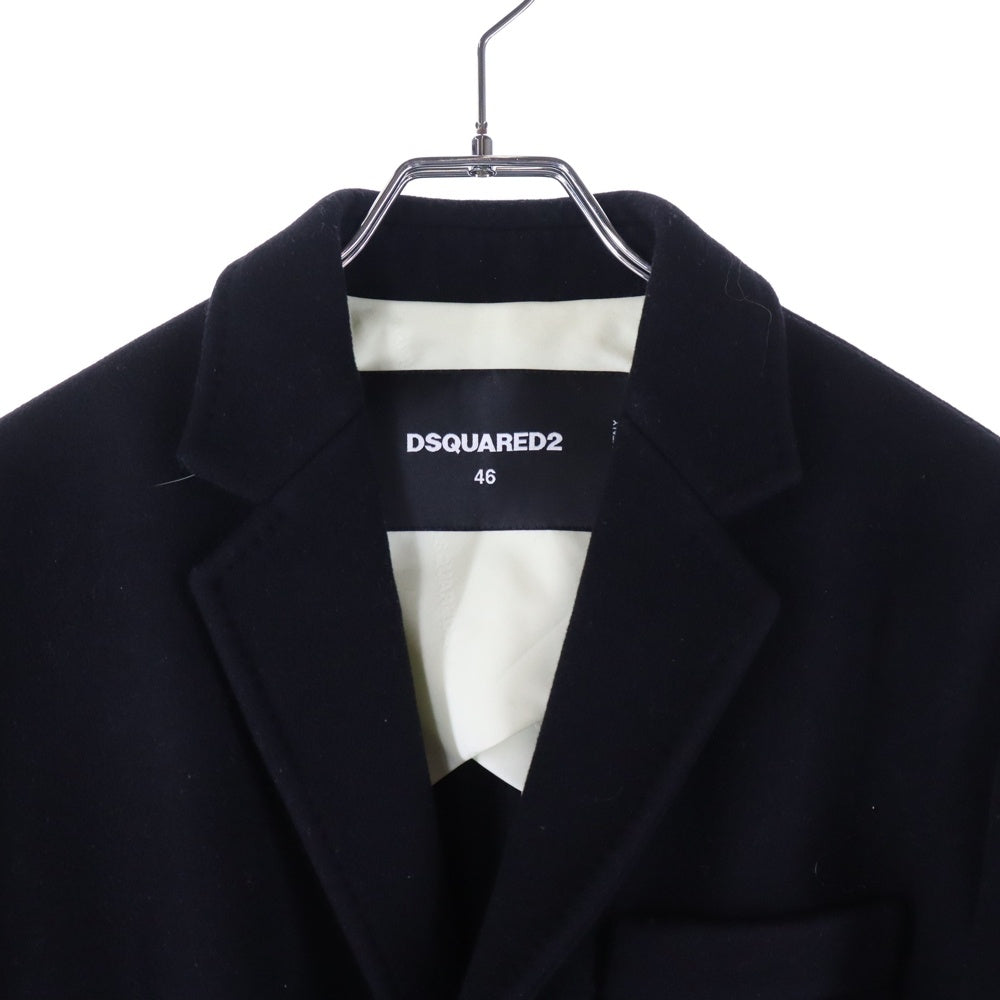 DSQUARED2(ディースクエアード) 15AW ウール チェスターコート ロングコート ブラック S74AA0078