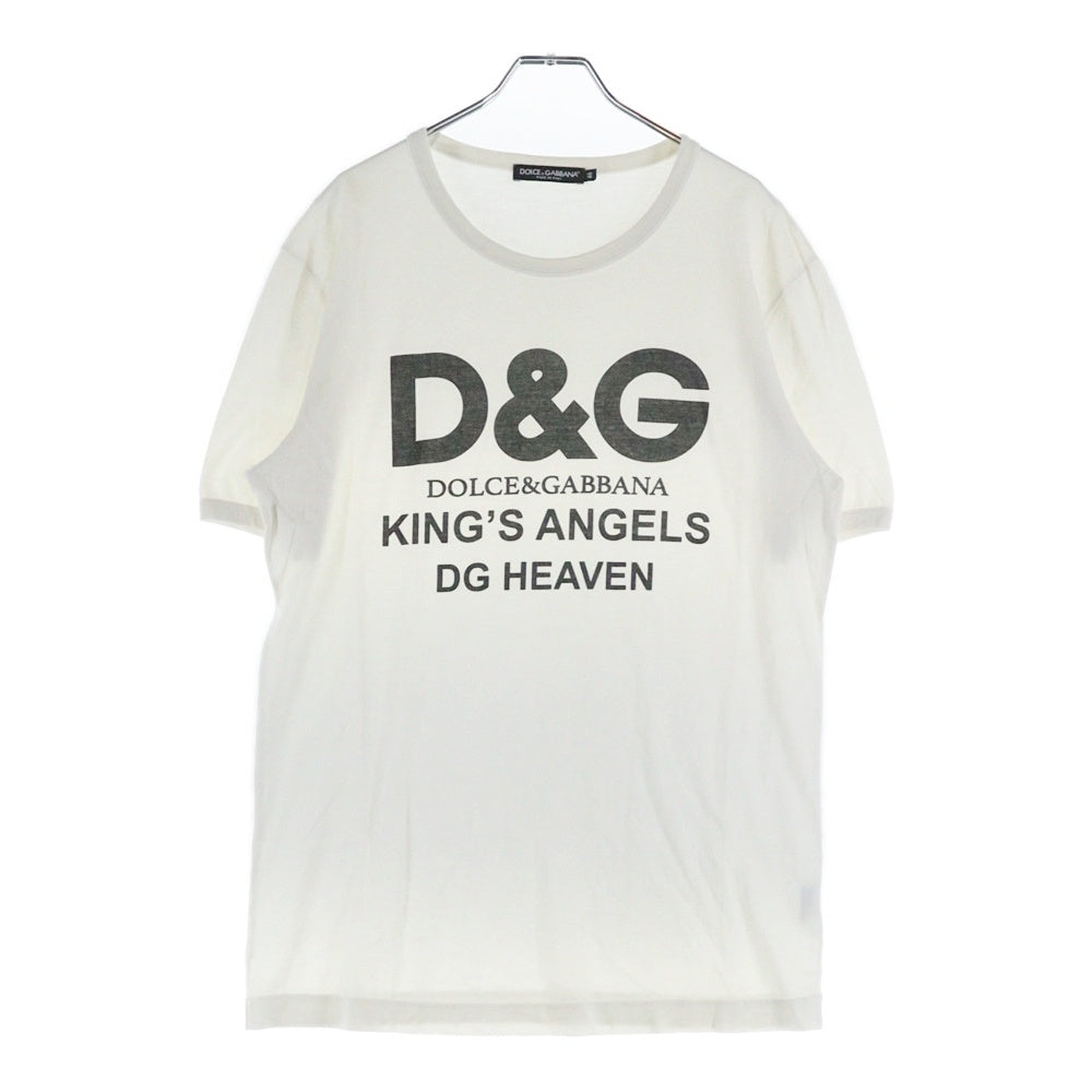 DOLCE & GABBANA(ドルチェアンドガッバーナ) ロゴプリント クルーネック 半袖Tシャツ カットソー ホワイト G8IV0T