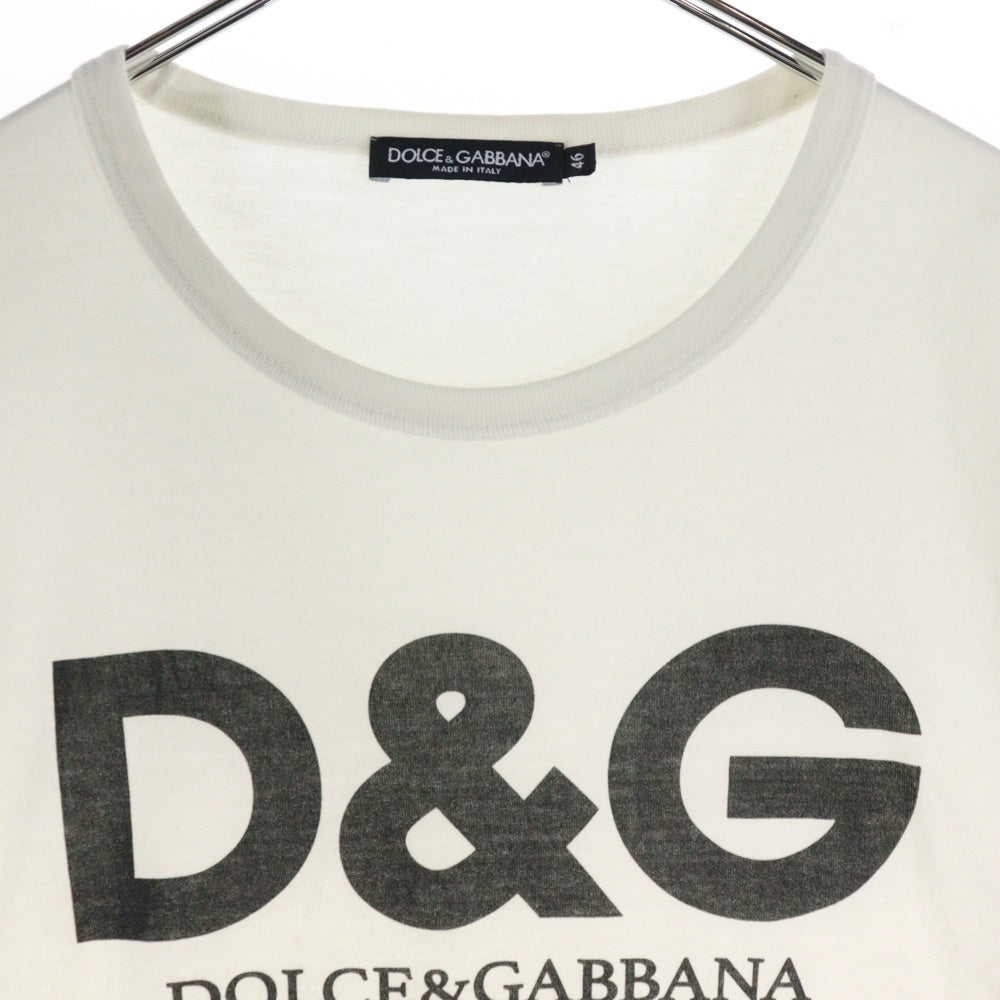 DOLCE & GABBANA(ドルチェアンドガッバーナ) ロゴプリント クルーネック 半袖Tシャツ カットソー ホワイト G8IV0T