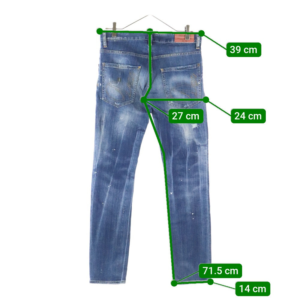DSQUARED2(ディースクエアード) 15SS CLEMENT JEAN ボタンフライ ダメージ加工 デニム ジーンズ スキニーパンツ インディゴ S74LA0703