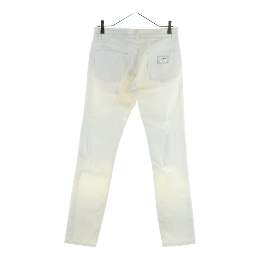 DOLCE & GABBANA(ドルチェアンドガッバーナ) ダメージ加工 ストレッチ スキニー デニムパンツ ホワイト GY07CD/G8Z51