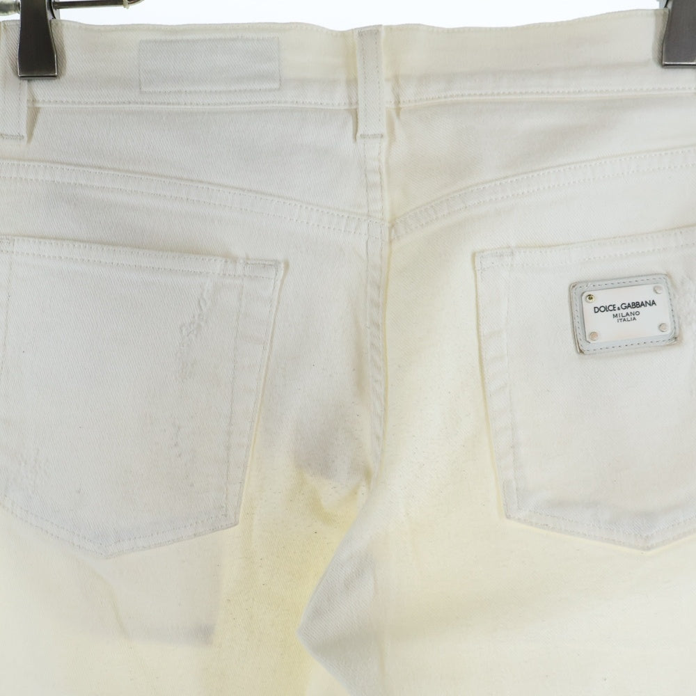 DOLCE & GABBANA(ドルチェアンドガッバーナ) ダメージ加工 ストレッチ スキニー デニムパンツ ホワイト GY07CD/G8Z51