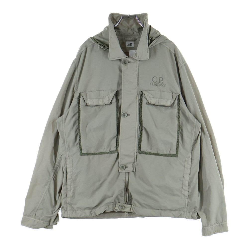 C.P. Company(シーピーカンパニー) FLATT NYLON GOGGLE OVERSHIRTS ゴーグルフード付き ナイロン ジャケット ベージュ 18CMOS090A-005991G