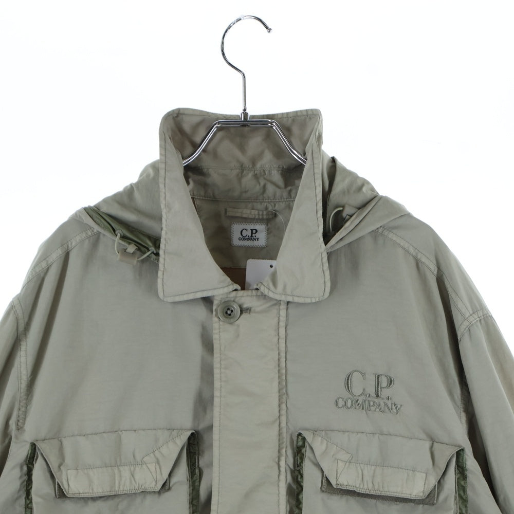 C.P. Company(シーピーカンパニー) FLATT NYLON GOGGLE OVERSHIRTS ゴーグルフード付き ナイロン ジャケット ベージュ 18CMOS090A-005991G
