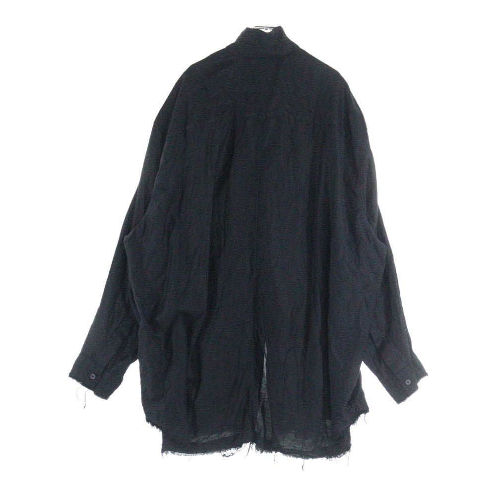 JULIUS(ユリウス) Grunge Overshirt グランジ オーバーサイズ コットン シルクツイル 長袖シャツ ブラック 887SHM5