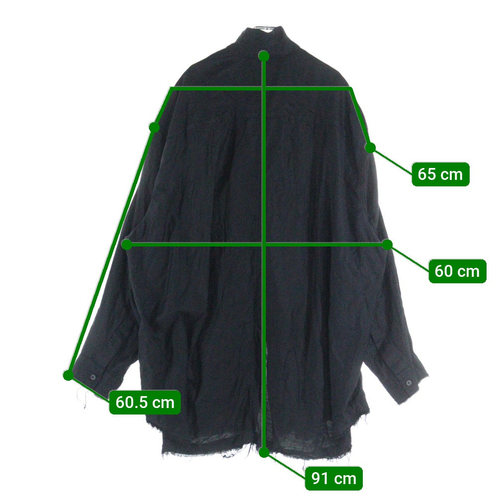 JULIUS(ユリウス) Grunge Overshirt グランジ オーバーサイズ コットン シルクツイル 長袖シャツ ブラック 887SHM5