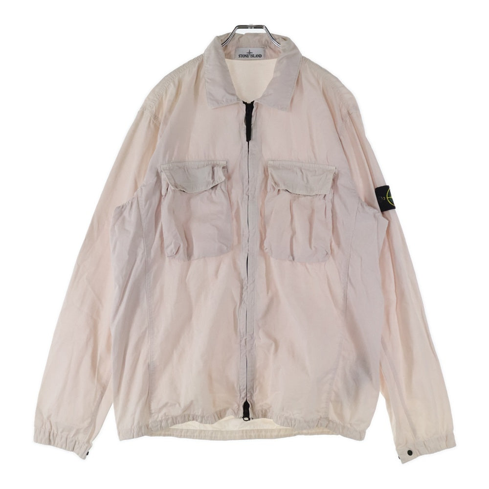 STONE ISLAND(ストーンアイランド) 22SS オールドトリートメント コットン ジップ シャツジャケット ホワイト 7615114WN