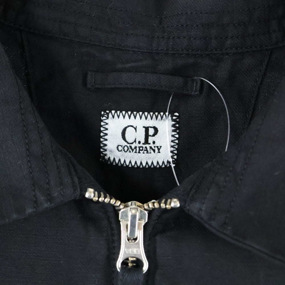 C.P. Company(シーピーカンパニー) レンズディテール コットン リネン ジップアップ シャツジャケット ブラック 18CMOS103A-006273G
