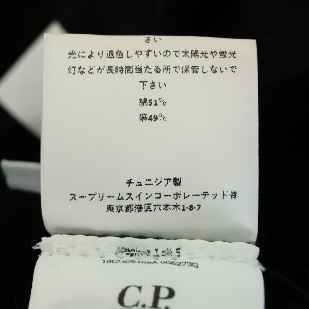 C.P. Company(シーピーカンパニー) レンズディテール コットン リネン ジップアップ シャツジャケット ブラック 18CMOS103A-006273G