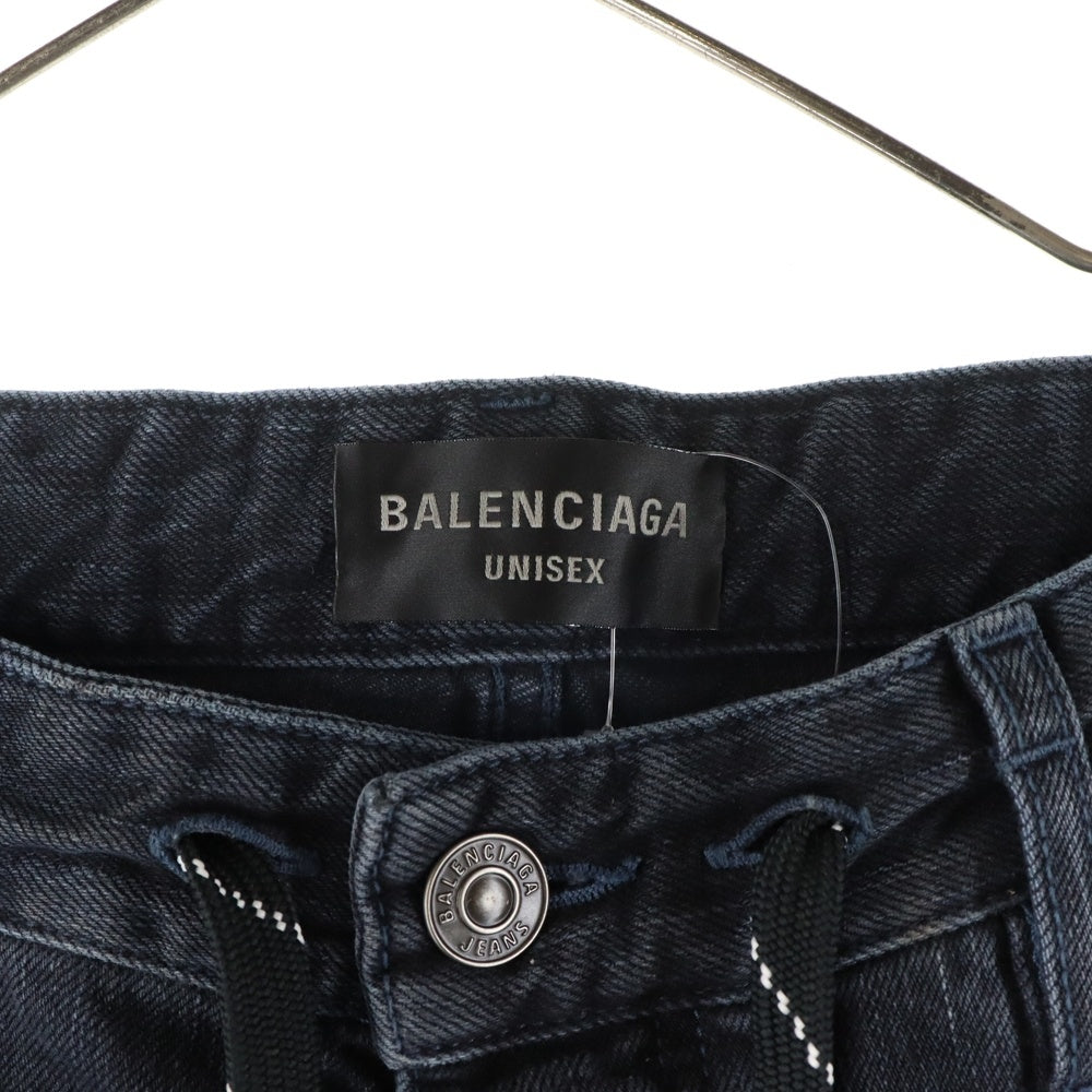 BALENCIAGA(バレンシアガ) 24SS Drawstring Baggy Jeans ドローストリング バギー ワイド デニムパンツ ブラック 786643 TQW59
