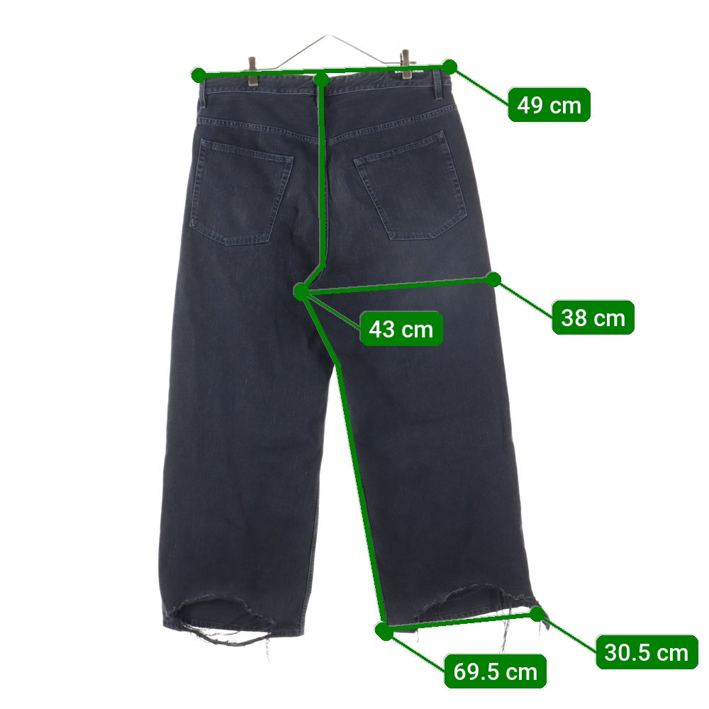 BALENCIAGA(バレンシアガ) 24SS Drawstring Baggy Jeans ドローストリング バギー ワイド デニムパンツ ブラック 786643 TQW59