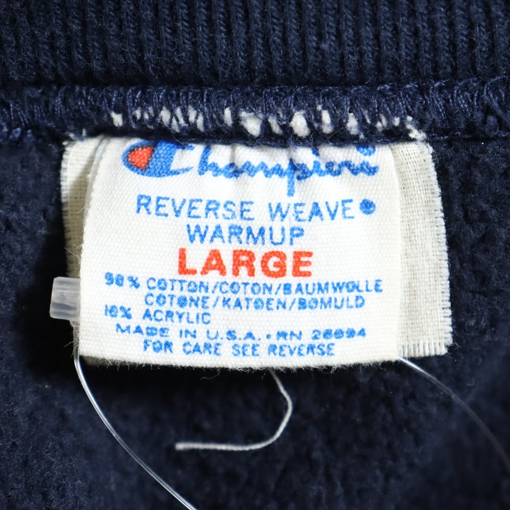 CHAMPION(チャンピオン) 80S VINTAGE REVERSE WEAVE ヴィンテージ リバースウェーブ トリコタグ中期 フロッキープリント クルーネック スウェットトレーナー ネイビー