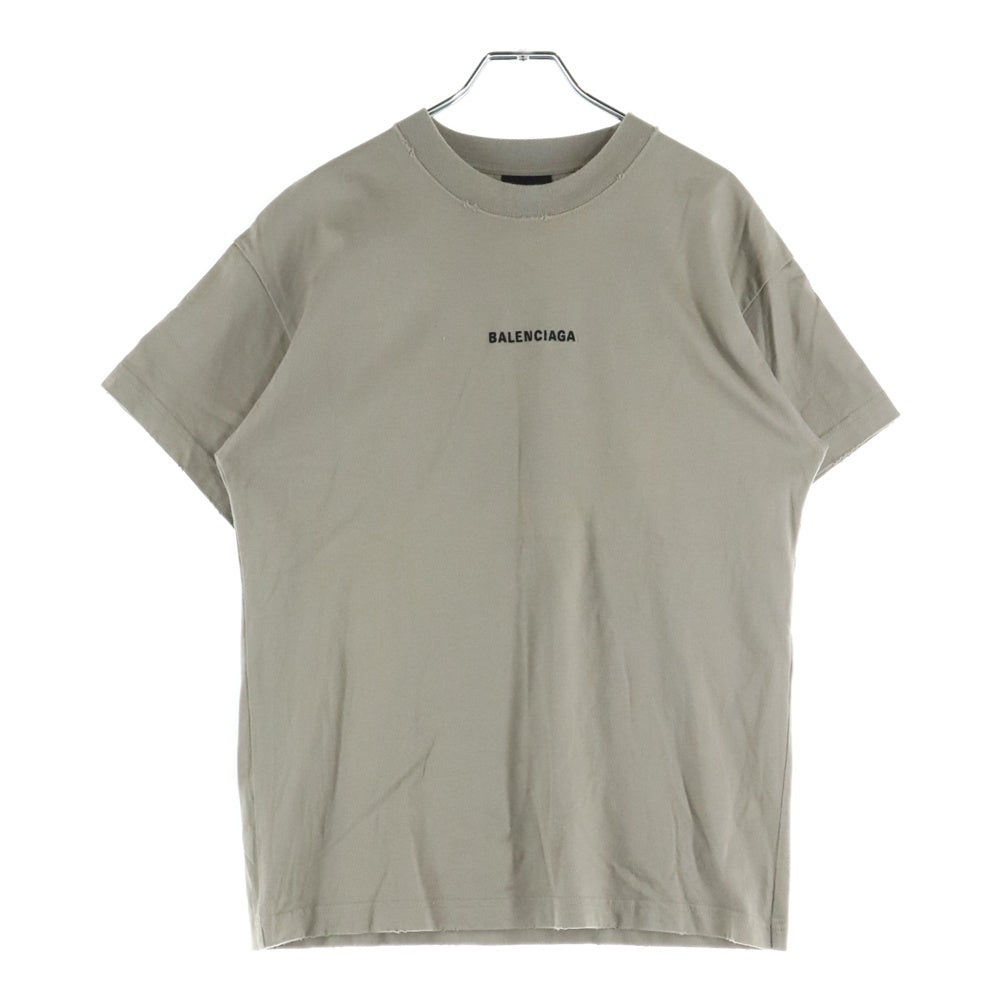 BALENCIAGA(バレンシアガ) ロゴ刺繍 ダメージ加工 クルーネック 半袖Tシャツ カットソー グレー 612965 TOVJ8