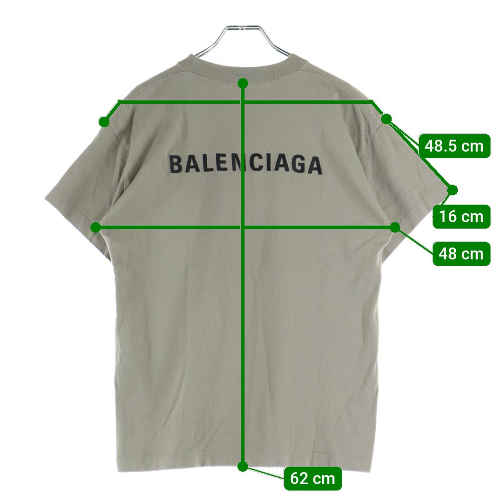 BALENCIAGA(バレンシアガ) ロゴ刺繍 ダメージ加工 クルーネック 半袖Tシャツ カットソー グレー 612965 TOVJ8