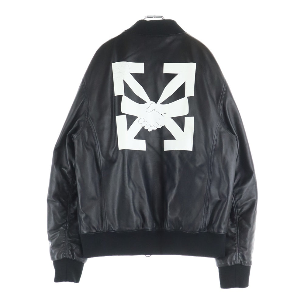 OFF-WHITE(オフホワイト) 20AW Leather Agreement Logo Bomber Jacket ロゴプリント レザー アグリーメント ボンバージャケット ブルゾン ブラック OMJA055F20LEA001