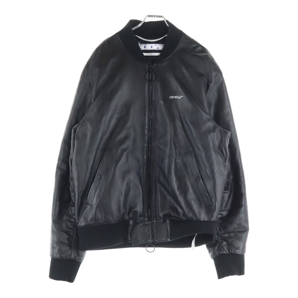 OFF-WHITE(オフホワイト) 20AW Leather Agreement Logo Bomber Jacket ロゴプリント レザー アグリーメント ボンバージャケット ブルゾン ブラック OMJA055F20LEA001