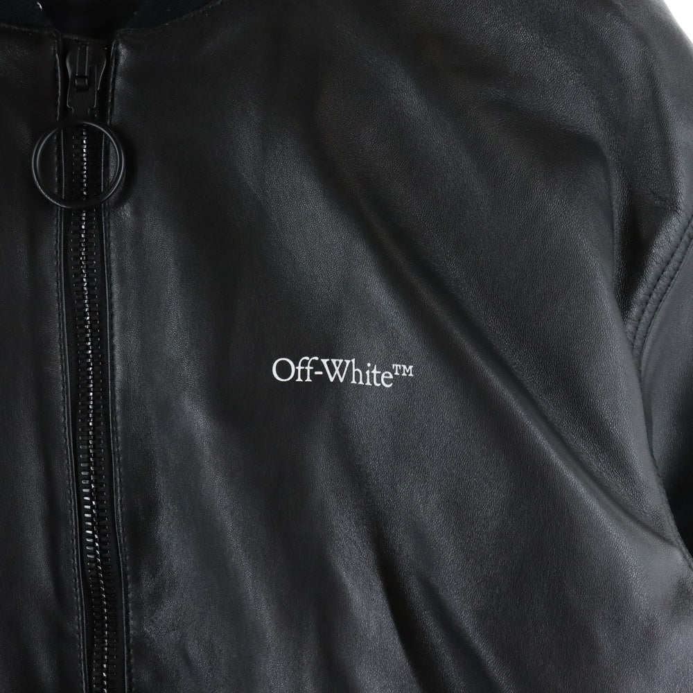 OFF-WHITE(オフホワイト) 20AW Leather Agreement Logo Bomber Jacket ロゴプリント レザー アグリーメント ボンバージャケット ブルゾン ブラック OMJA055F20LEA001