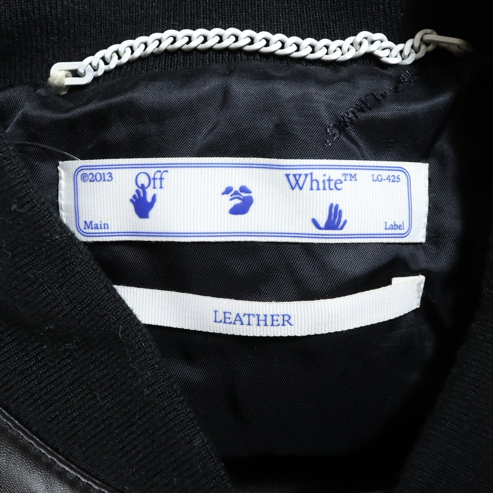 OFF-WHITE(オフホワイト) 20AW Leather Agreement Logo Bomber Jacket ロゴプリント レザー アグリーメント ボンバージャケット ブルゾン ブラック OMJA055F20LEA001