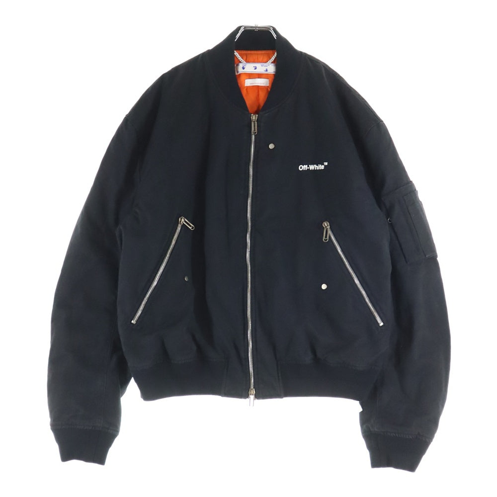 OFF-WHITE(オフホワイト) DIAG TAB BOMBER JACKET フロントロゴ プリント ダイアグ タブ ボンバージャケット ブルゾン ブラック OMEH04C99FAB001