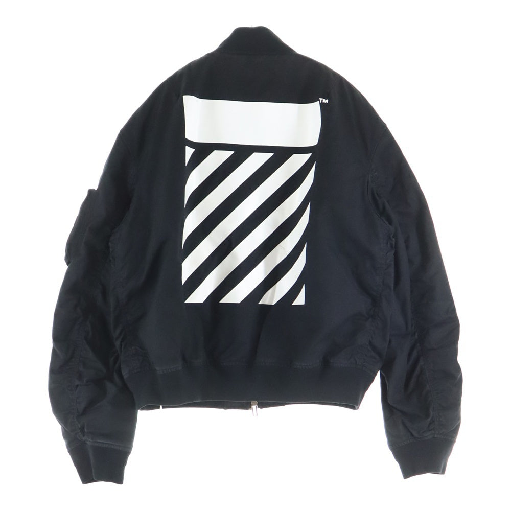 OFF-WHITE(オフホワイト) DIAG TAB BOMBER JACKET フロントロゴ プリント ダイアグ タブ ボンバージャケット ブルゾン ブラック OMEH04C99FAB001